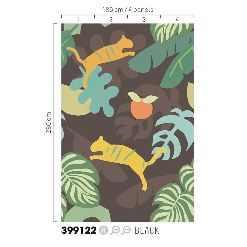 Eijffinger Mini Me Fototapete aus Vlies Tiger in braun-grün ca. 186x280cm