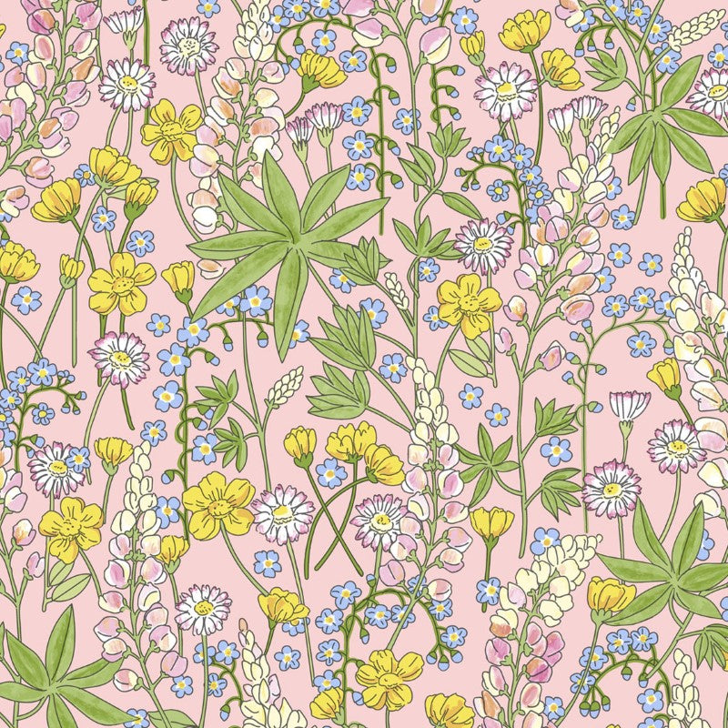 Eijffinger Rice "Everyday Magic two" Tapete Blumenwiese in rosa