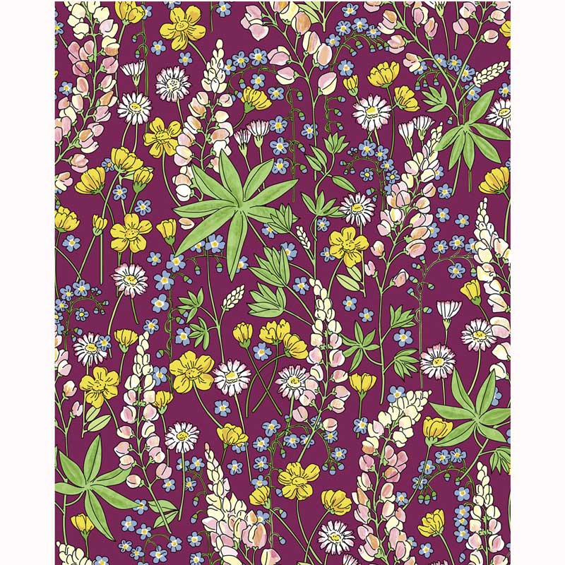 Eijffinger Rice "Everyday Magic two" Tapete Blumenwiese in rot