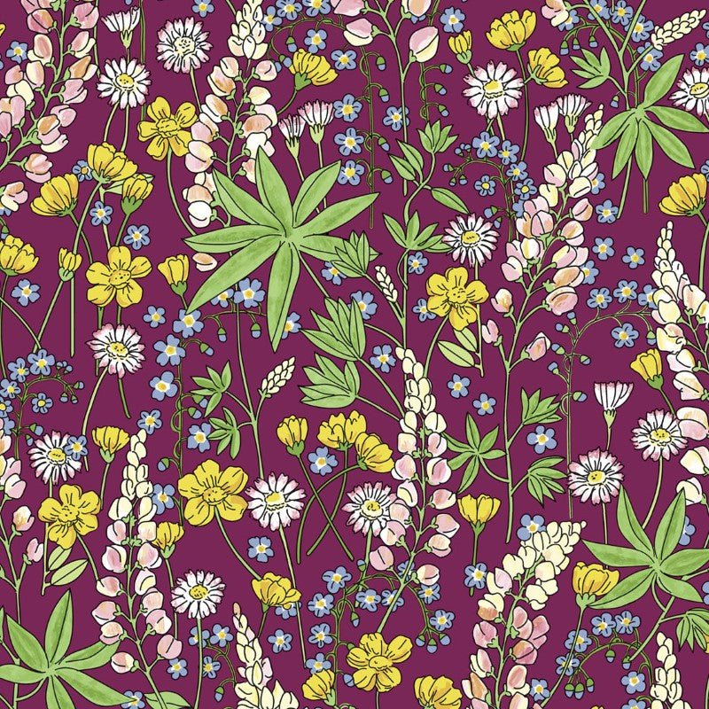 Eijffinger Rice "Everyday Magic two" Tapete Blumenwiese in rot