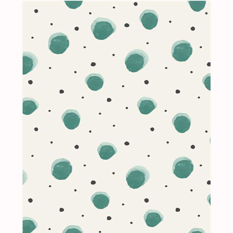 Eijffinger Rice "Everyday Magic two" Tapete Aquarell-Punkte grün/schwarz