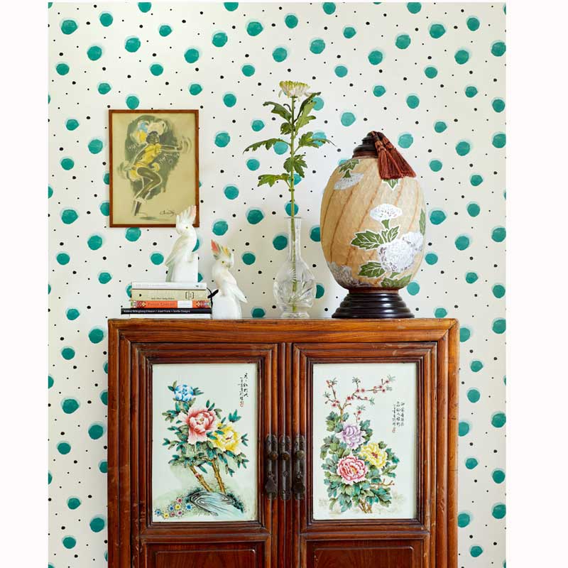 Eijffinger Rice "Everyday Magic two" Tapete Aquarell-Punkte grün/schwarz