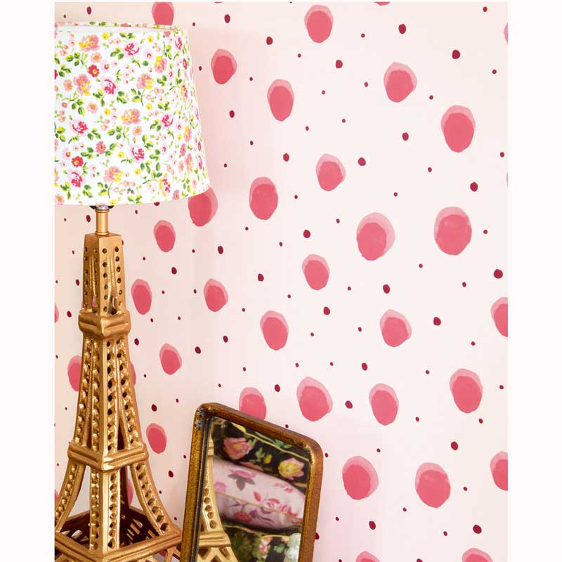 Eijffinger Rice "Everyday Magic two" Tapete rosa Aquarell-Punkte pink/rot