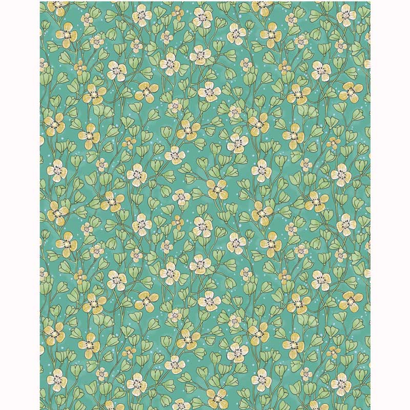 Eijffinger Rice "Everyday Magic two" Tapete grün mit Blumenranken creme/ocker/grün