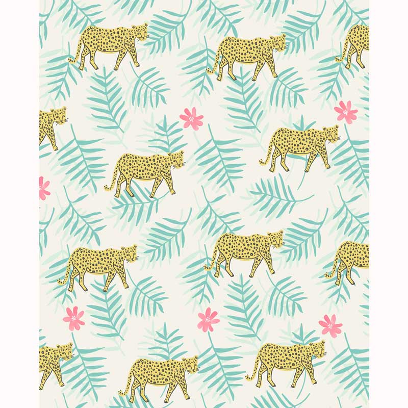 Eijffinger Rice "Everyday Magic two" Tapete creme/weiß mit Dschungel-Leoparden-Muster