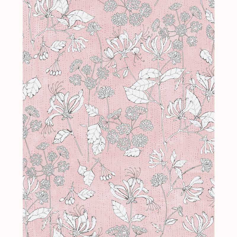 Eijffinger Rice "Everyday Magic two" Tapete rosa mit Blumen-Blätter-Muster creme/grau