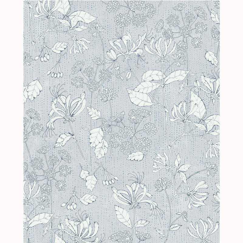 Eijffinger Rice "Everyday Magic two" Tapete grau/silber mit Blumen-Blätter-Muster creme/weiß/schwarz