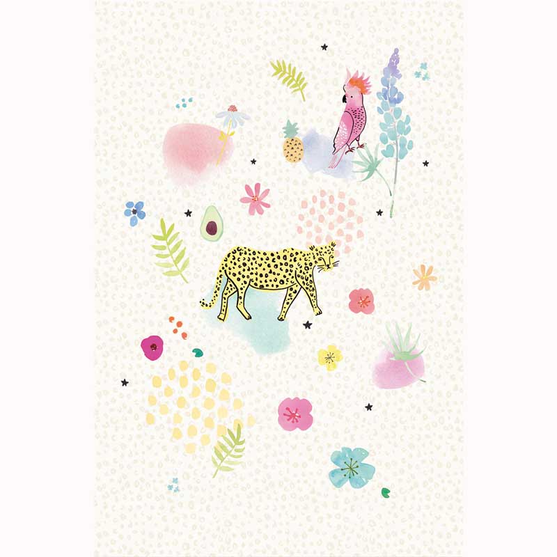 Eijffinger Rice "Everyday Magic two" Tapetenwandbild creme/weiß mit Leopard und Tropic-Motiven