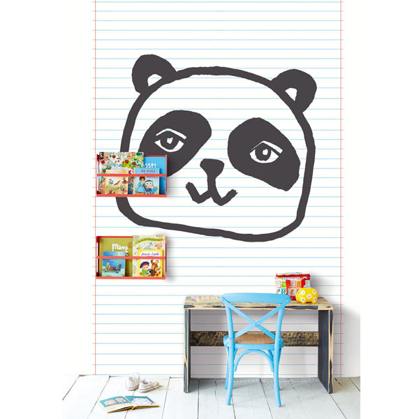 Eijffinger "Wallpower Junior" Wandbild mit Panda in schwarz/weiß/rosa 280x186cm