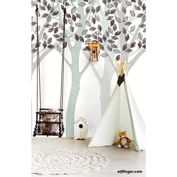 Eijffinger "Wallpower Junior" Wandbild Bäume in creme/grün/grau 280x186cm