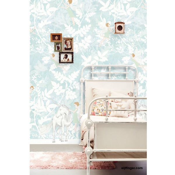 Eijffinger "Wallpower Junior" Wandbild Feen Fantasie blau/grün/creme 280x139cm