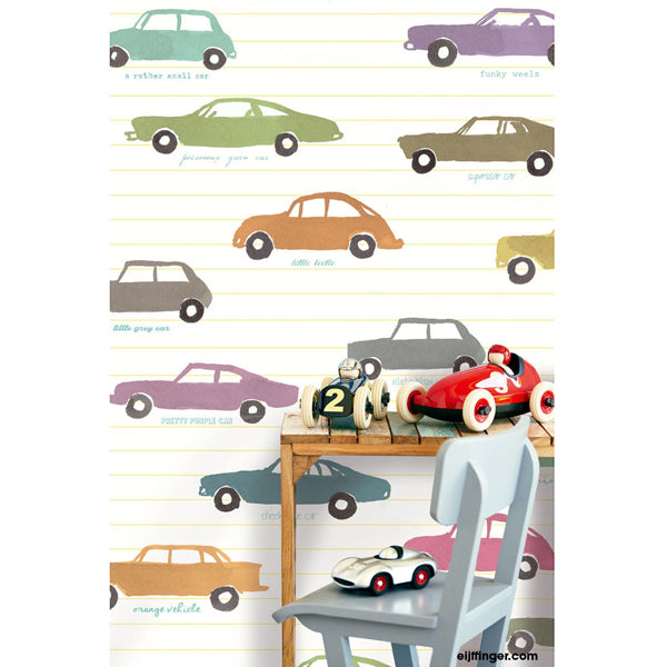 Eijffinger "Wallpower Junior" Wandbild Autos creme/mehrfarbig 280x186cm