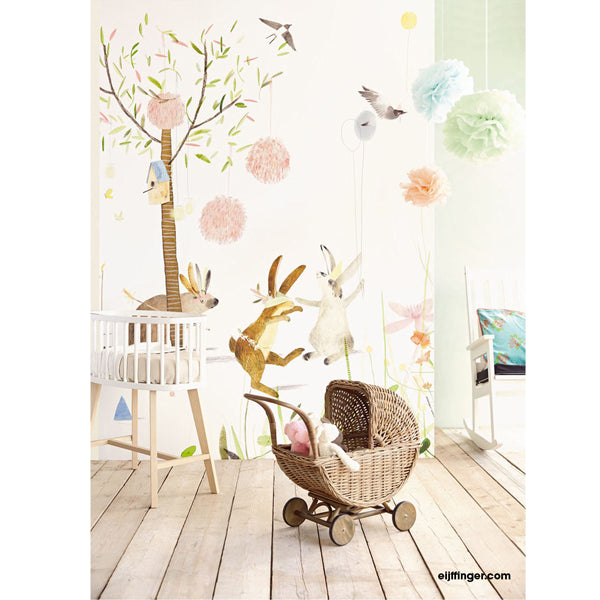 Eijffinger "Wallpower Junior" Wandbild Tiere in pastell/creme 280x232cm