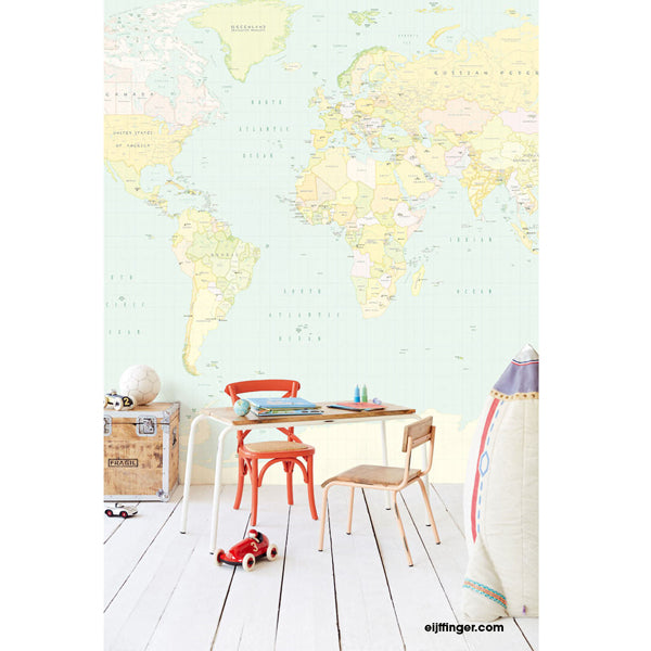 Eijffinger "Wallpower Junior" Wandbild Weltkarte in pastell 280x372cm