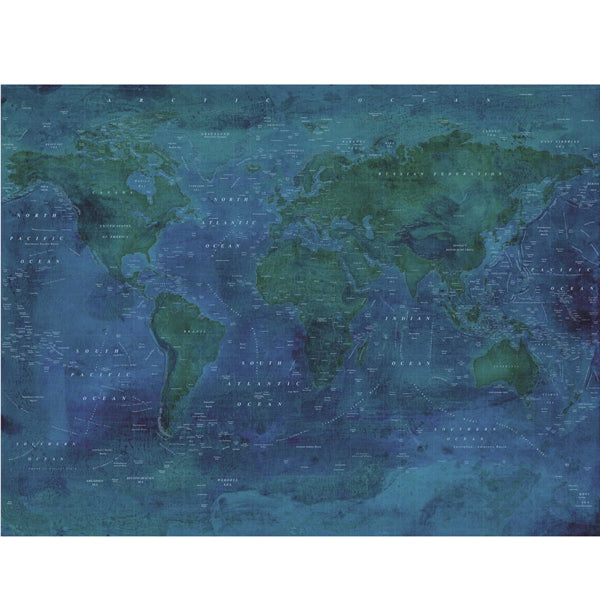 Eijffinger "Wallpower Junior" Wandbild Weltkarte in blau/grün 280x372cm