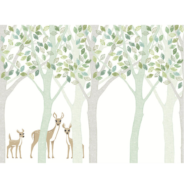 Eijffinger "Wallpower Junior" XL-Wandbild Rehe in creme/grün/sand 280x372cm