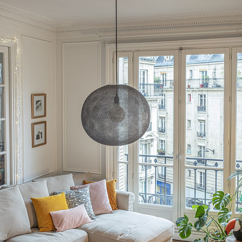 La Case de Cousin Paul einfache Deckenlampe Globus 'Anthracite' Ø50cm