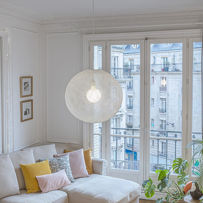 La Case de Cousin Paul einfache Deckenlampe Globus 'Blanc' Ø50cm