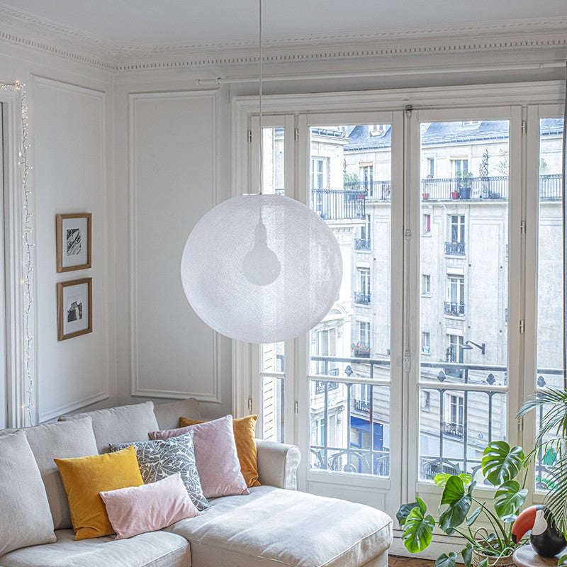 La Case de Cousin Paul einfache Deckenlampe Globus 'Blanc' Ø50cm