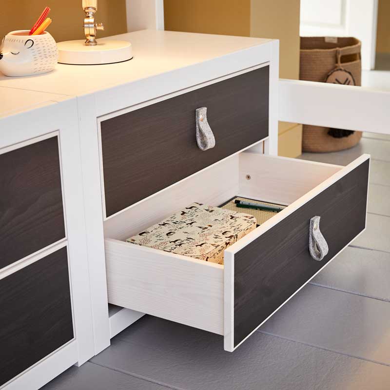 LIFETIME Hochbett mit Treppe, Höhe 177cm in 90x200cm in weiß