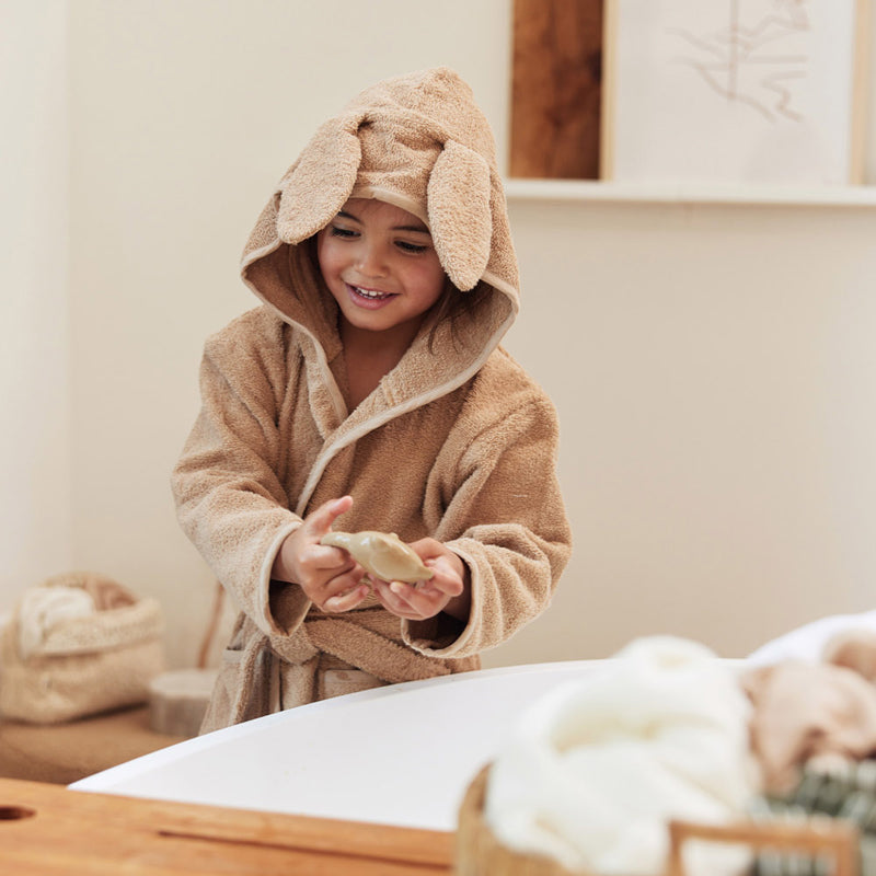 Jollein Bademantel mit Hasenohren 3-4 Jahre in biscuit
