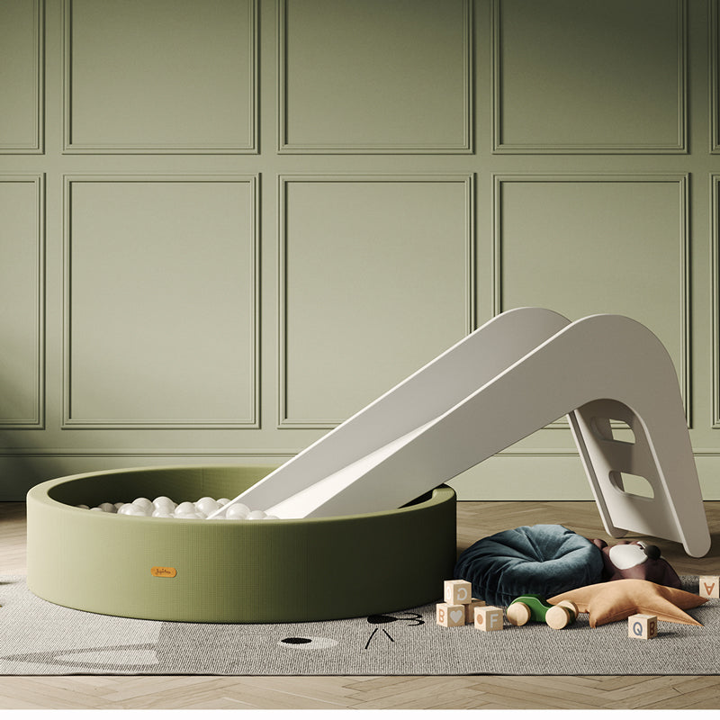 Jupiduu Indoor Kinderrutsche White Elephant & Bällebad in olive - Bundle