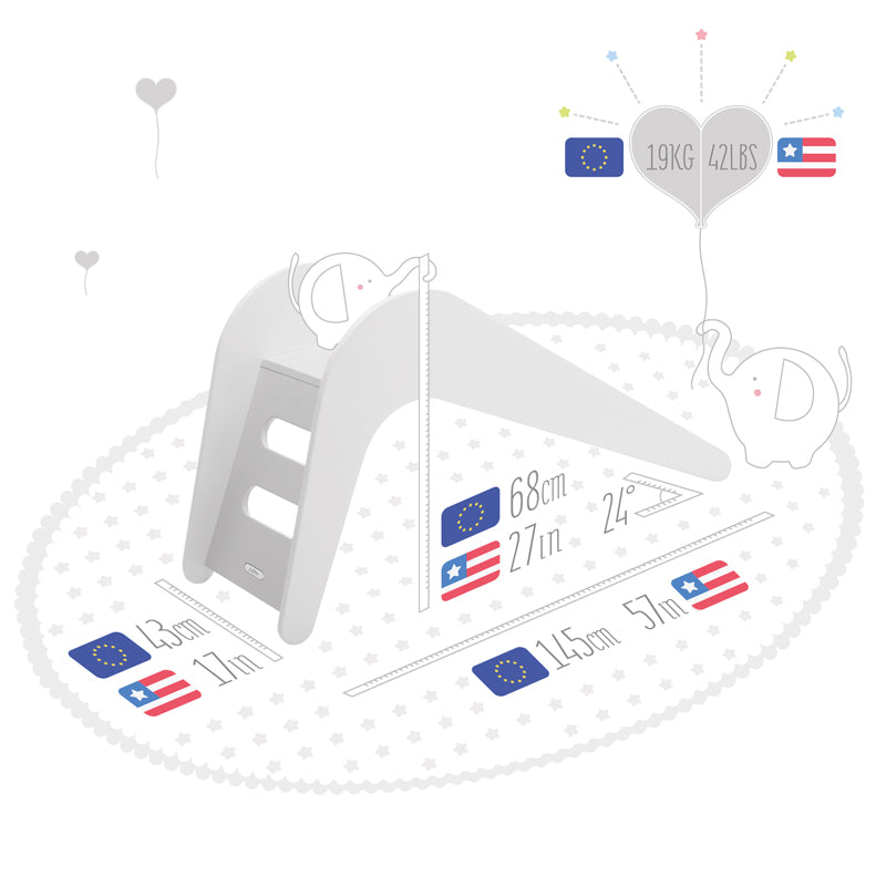 Jupiduu Indoor Kinderrutsche White Elephant & Bällebad in olive - Bundle