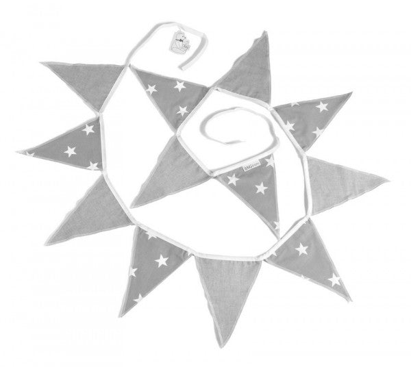 Kids Concept Wimpelkette aus Baumwolle in grau-mit-sternen ca 290cm