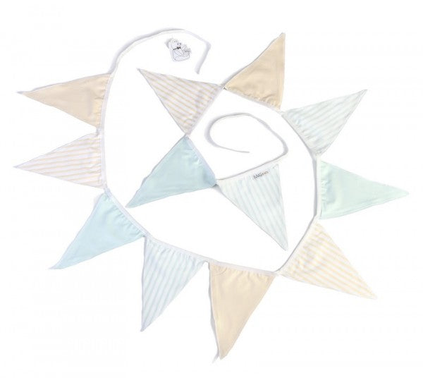 Kids Concept Wimpelkette aus Baumwolle in hellblau-beige-mit-Streifen ca 290cm