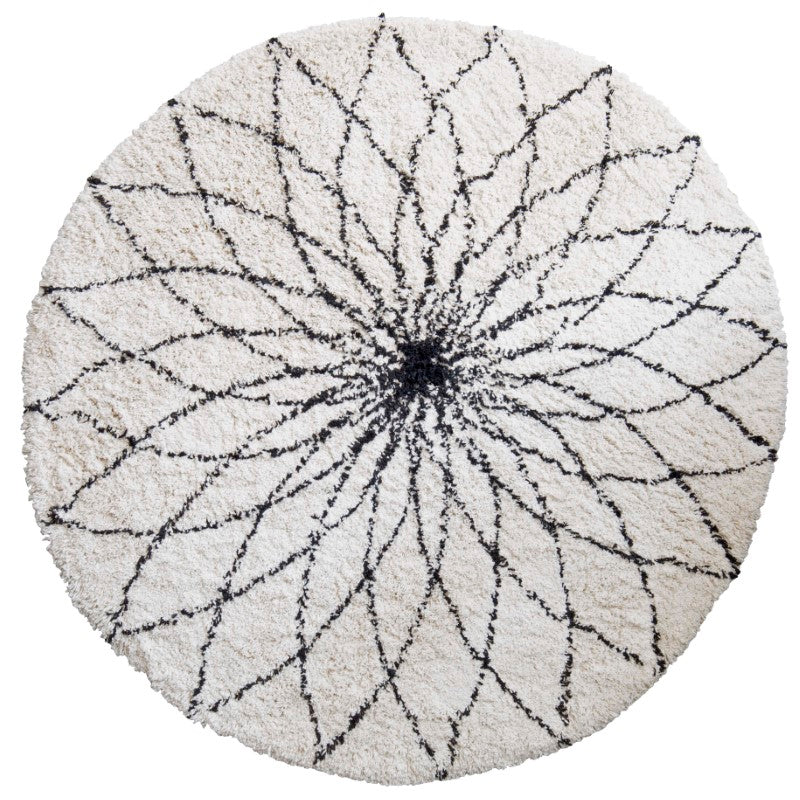 Kidsdepot runder Baumwollteppich 'Flower Power' cremeweiß/schwarzv Ø110cm