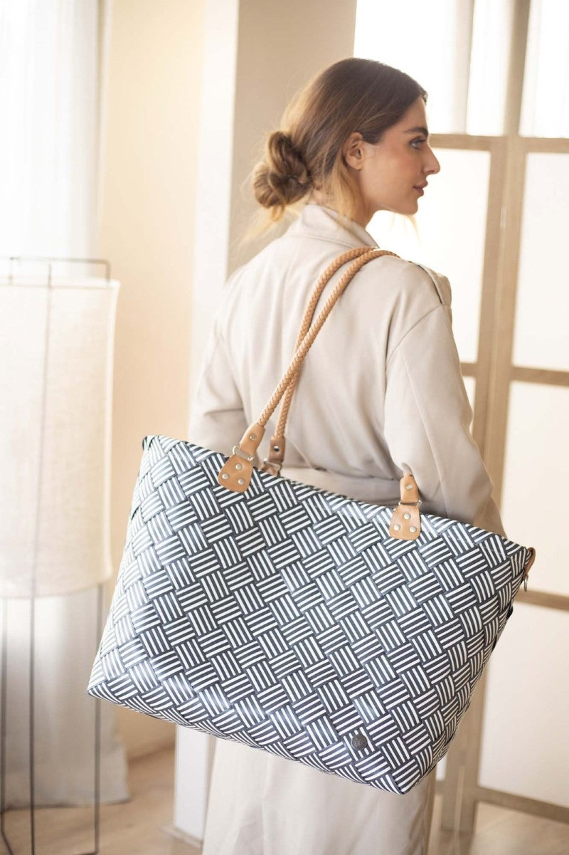 Handed By Saint-Maxime Stripes - Weekender Bag 36x43x25cm in dark grey