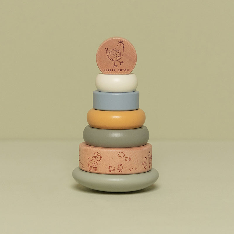 Little Dutch Holz-Stapelturm mit Ringen 'Little Farm'