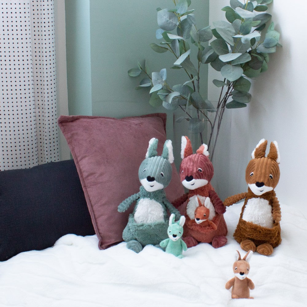 Les Déglingos Kuscheltier 'Ptipotos' Kängurumama & -baby in hellbraun ca. 33cm