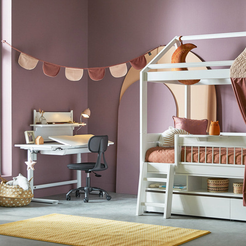 LIFETIME elektrisch verstellbarer Schreibtisch ERGO mit Klappteil links