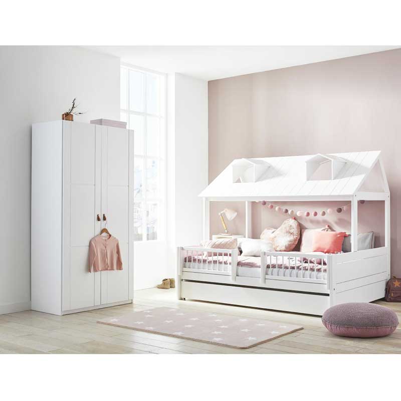 LIFETIME 2-türiger Kleiderschrank in weiß oder white wash - 100x203cm - Griffe wählbar