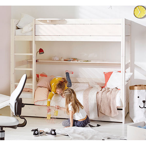 LIFETIME Etagenbett mit gerader Leiter in weiß oder white wash