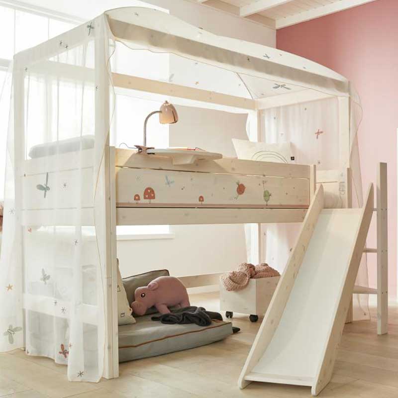 LIFETIME Rutschenturm für halbhohes Bett in weiß oder white wash