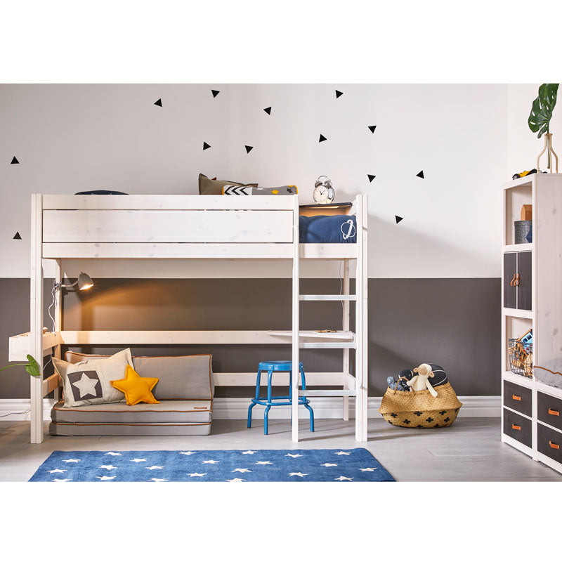 LIFETIME Hochbett 152cm mit gerader Leiter in weiß oder white wash