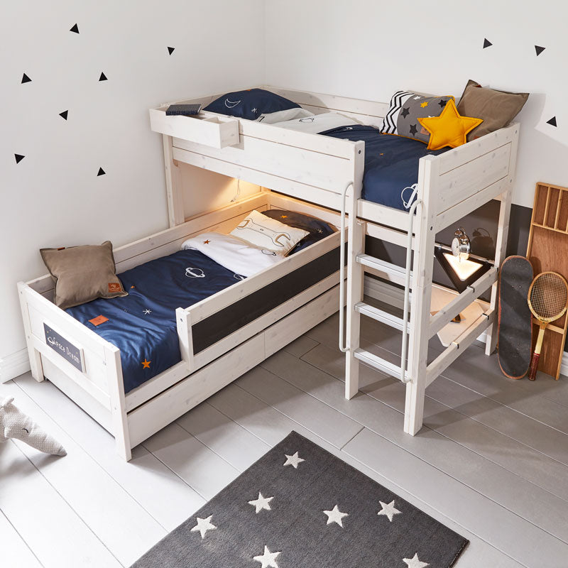 LIFETIME Hochbett 152cm mit gerader Leiter in weiß oder white wash