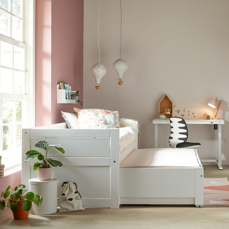 LIFETIME Kojenbett 90x200cm mit Gästebett und Bettkasten in weiß oder white wash