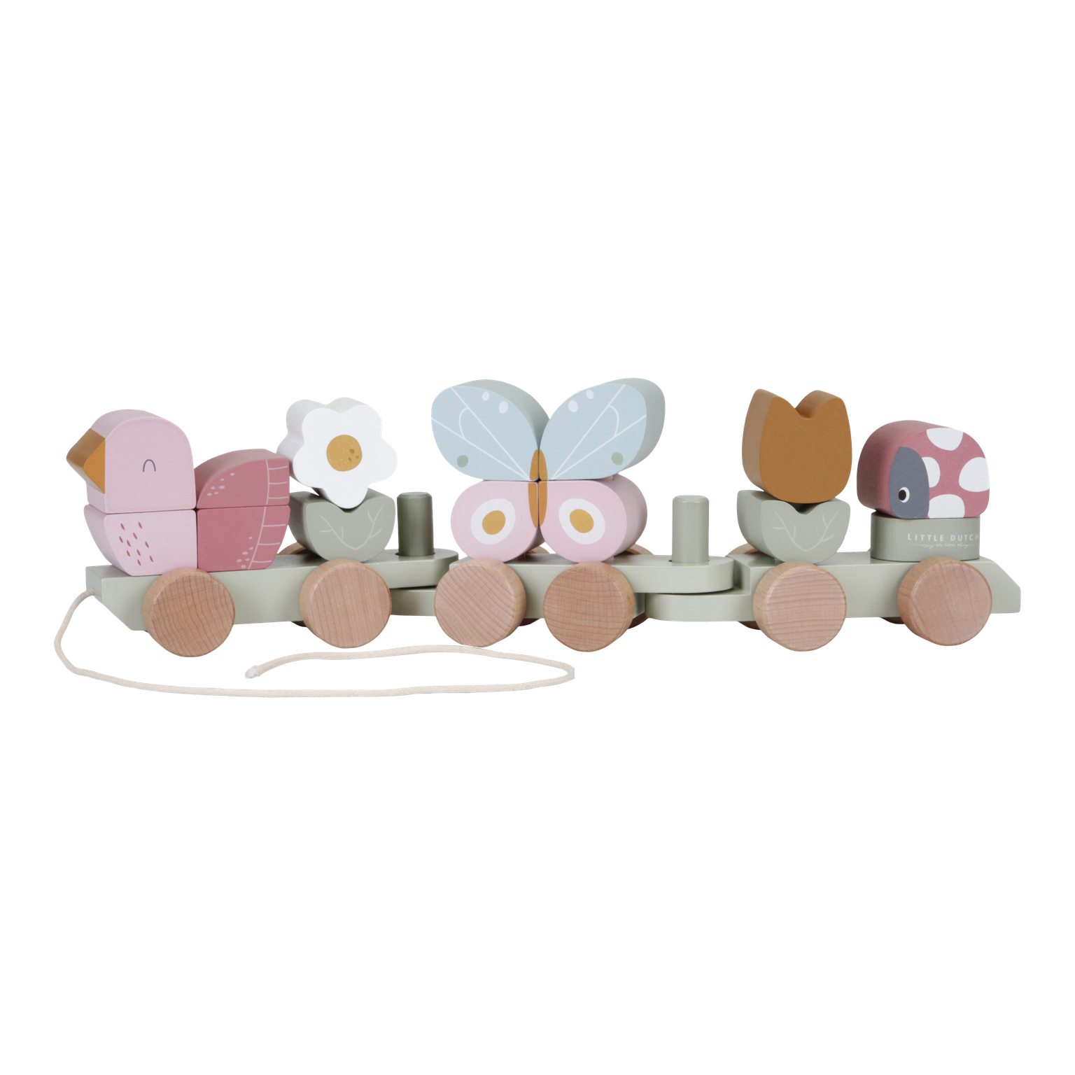 Little Dutch Holzspielzeug Steckspiel Holzeisenbahn "Flowers & Butterflies"