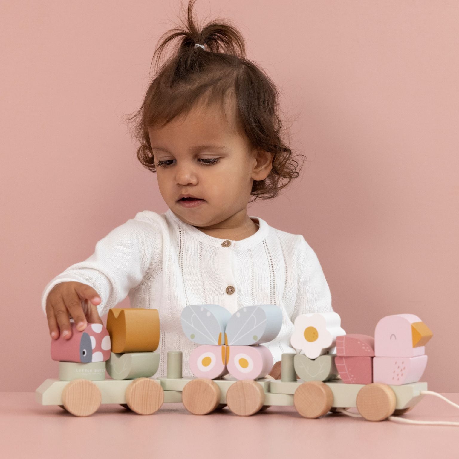 Little Dutch Holzspielzeug Steckspiel Holzeisenbahn "Flowers & Butterflies"