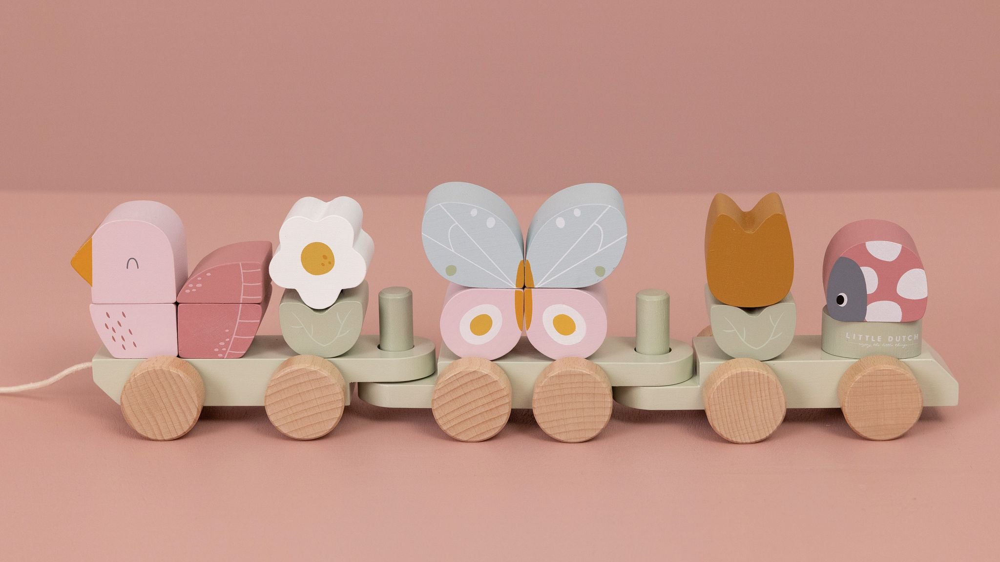 Little Dutch Holzspielzeug Steckspiel Holzeisenbahn "Flowers & Butterflies"