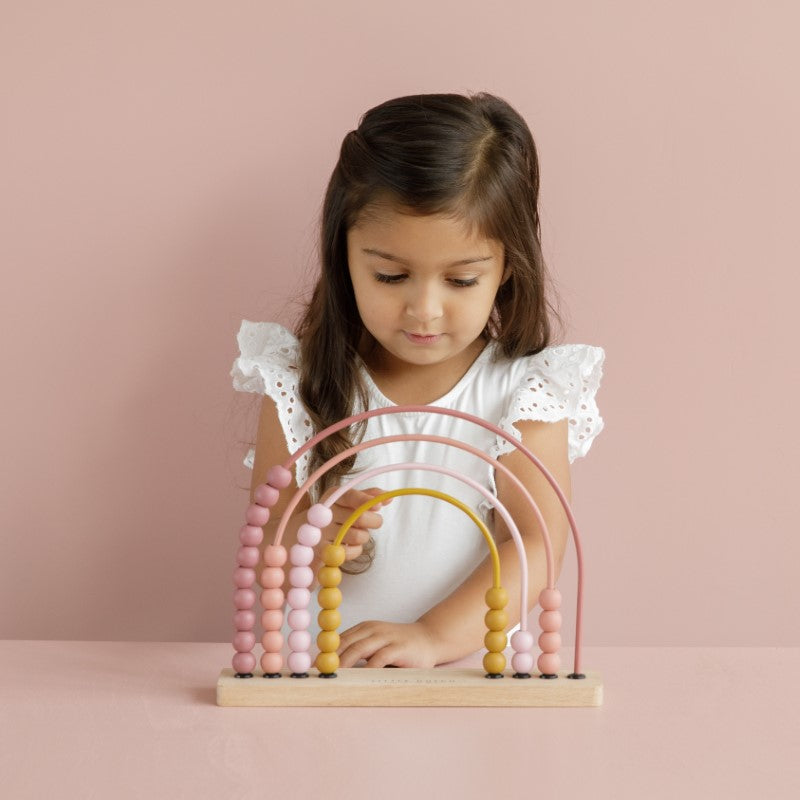 Little Dutch Holzspielzeug Motorik-Regenbogen Abakus rosa