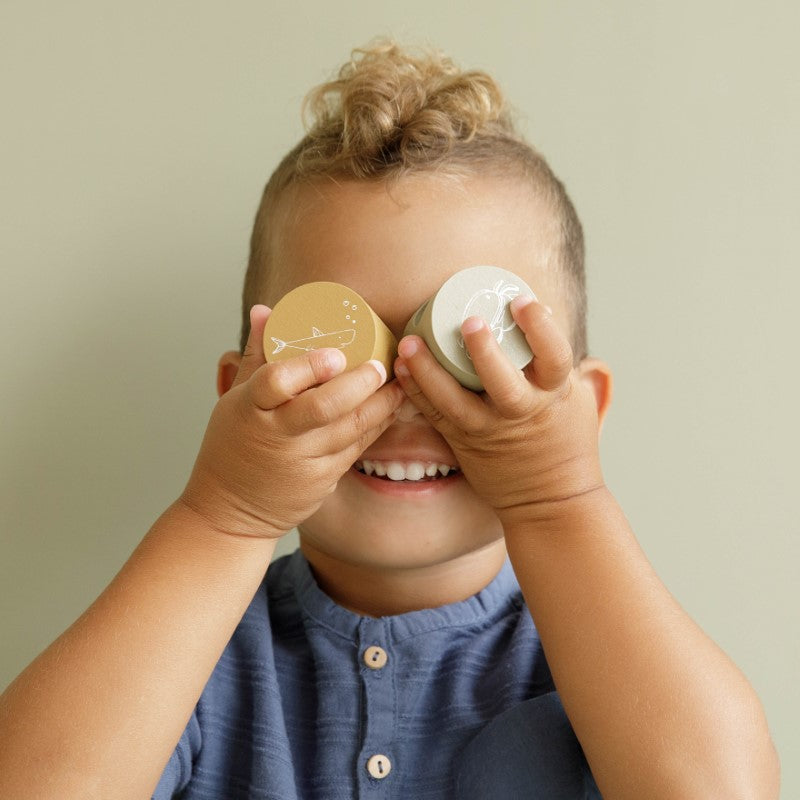 Little Dutch Holzspielzeug Steckspiel Holzeisenbahn "Ocean" blau