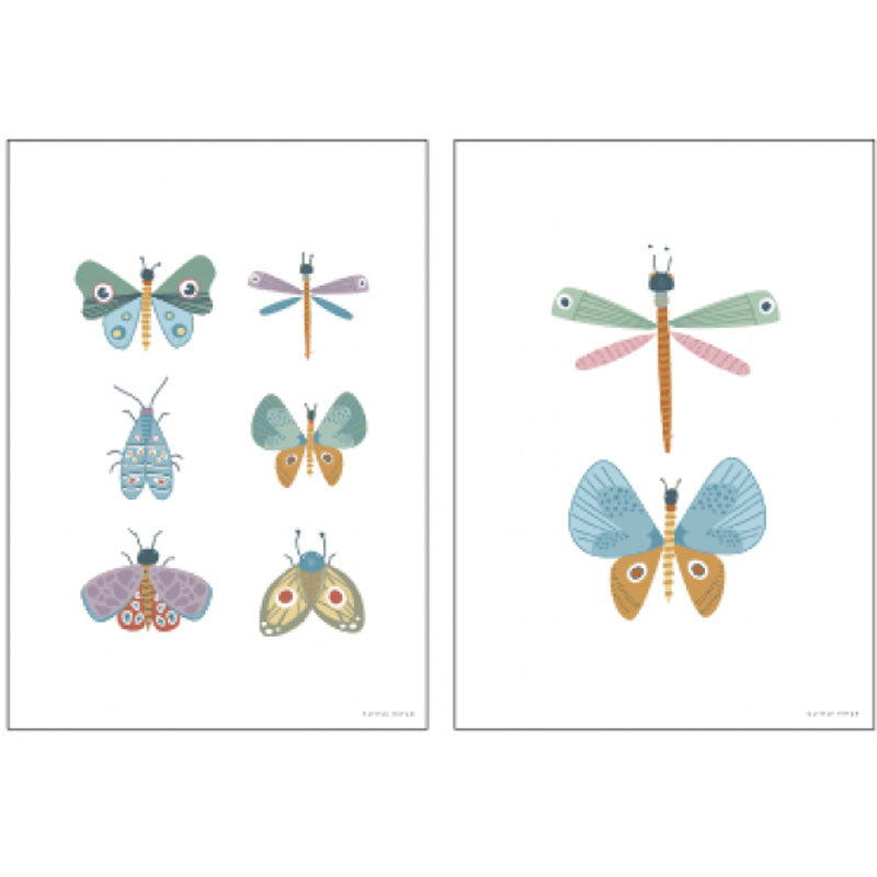 Little Dutch Wendeposter 'Schmetterlinge' in gelb/rosa/blau/grün/weiß DIN A3