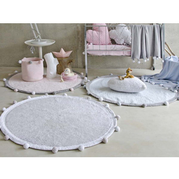 Lorena Canals waschbarer, runder Teppich Bubbly Light Grey Ø120cm
