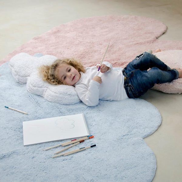 Lorena Canals waschbarer 2in1 Teppich PUFFY LOVE  Herz mit Kissen in rosa 160x180cm