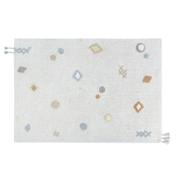 Lorena Canals waschbarer Teppich 'Kim' in natural mit bunten Designelementen 140x200cm