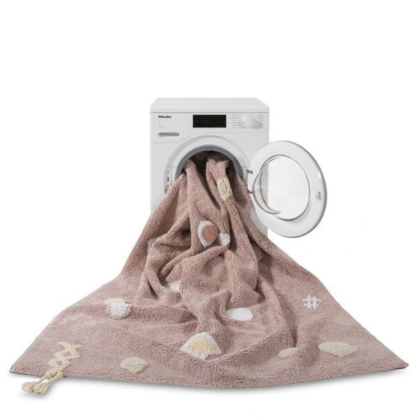 Lorena Canals waschbarer Teppich 'Noah' in nude vintage mit naturfarbenen Designelementen 140x200cm